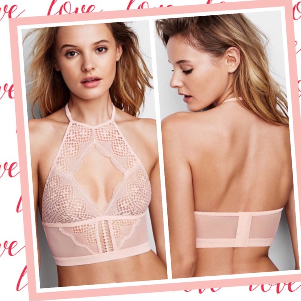NEW VS lace and mesh high neck bra